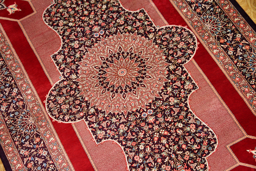 LABAFAN有名工房の最高級ペルシャ絨毯99416、サイズ：120x82CM