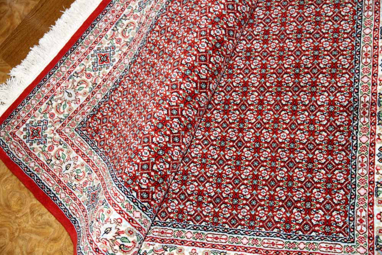 手織りペルシャ絨毯イラン製ムード産地センターラグサイズ188698、サイズ：145x100 CM (フサを含まず)