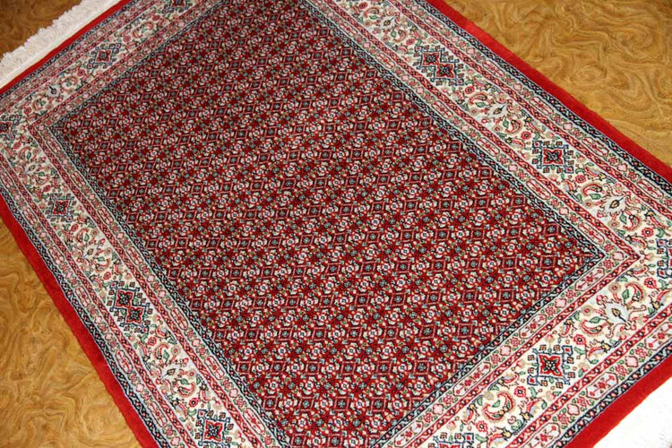手織りペルシャ絨毯イラン製ムード産地センターラグサイズ188698、サイズ：145x100 CM (フサを含まず)