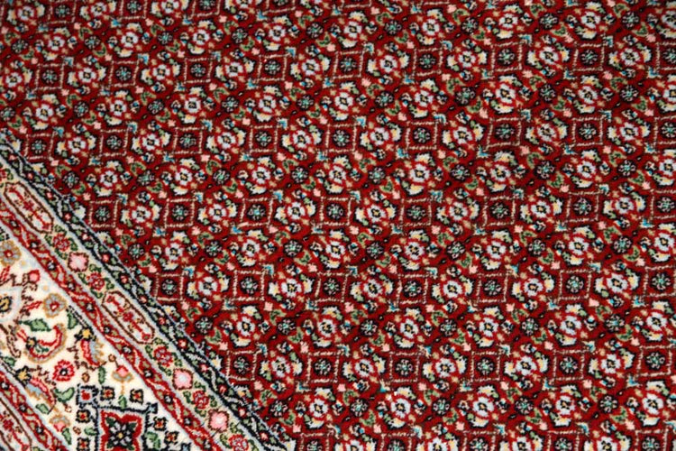 手織りペルシャ絨毯イラン製ムード産地センターラグサイズ188698、サイズ：145x100 CM (フサを含まず)