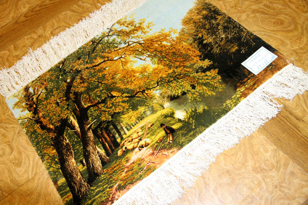 ペルシャ絨毯ピクチャ模様タブリーズ49107、サイズ：68x48ｃｍ（フサ含まず)