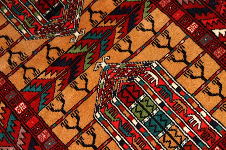 高品質のトルケマン産の手織りペルシャ絨毯玄関マット58586サイズ：123x83ｃｍ（フサ含まず）