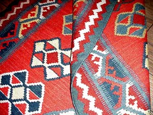 キリムキッチンマットアクセントラグ189000、サイズ：222x90ｃｍ（フサ含まず）