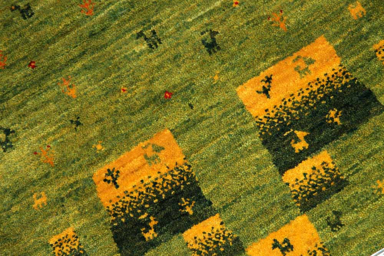 高品質手織りペルシャギャッベコルデスタンギャッベイラン製58444、サイズ：88x61ｃｍ（フサ含まず）