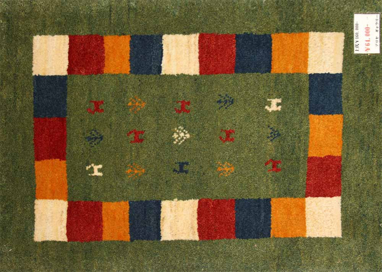 細かい織り方のギャッベコルデスタン産ウール26285、サイズ：98ｘ65ｃｍ（フサ含まず）