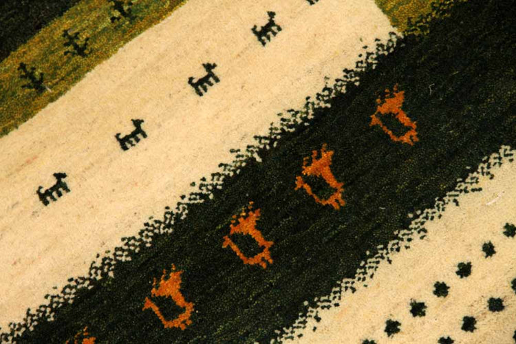 高品質手織りペルシャギャッベコルデスタンギャッベイラン製58421、サイズ：87x62ｃｍ（フサ含まず）