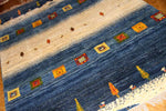 手織りペルシャギャッベオリジナルイラン製のストライプ192200、サイズ：200x149 CM (フサ含まず、