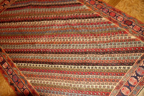 高級シルジャンキリム草木染めイラン輸入29290,サイズ：208x141ｃｍ（フサ含まず）