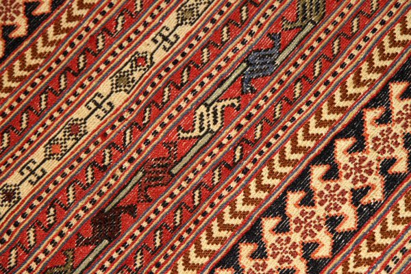 高級シルジャンキリム草木染めラグサイズ34582,サイズ：190x130ｃｍ（フサ含まず）