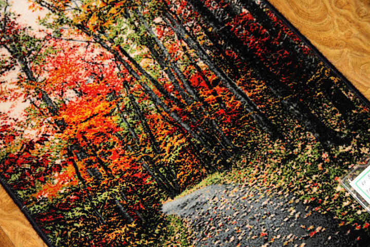 じゅうたん紅葉の風景、自然景色のペルシャ50102、ペルシャ絨毯壁掛け、サイズ：71x51ｃｍ（フサ含まず）