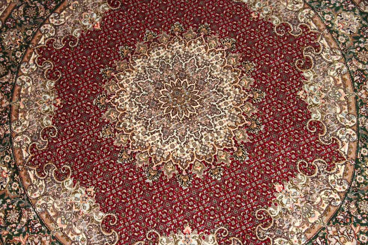 最高級ペルシャ絨毯丸い形タブリーズマヒデザイン29888、サイズ：152x152ｃｍ（フサ含まず）