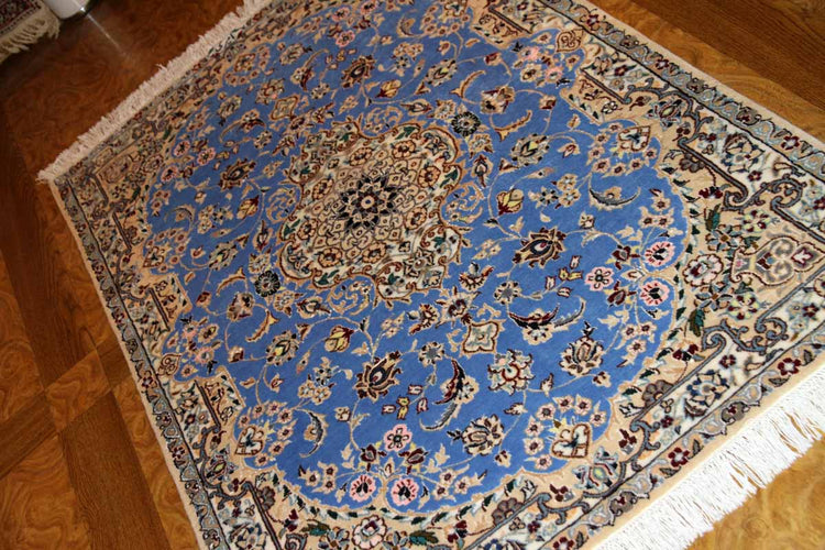ペルシャじゅうたんナインブルー憧れの色彩ペルシャ玄関絨毯21192、サイズ：121ｘ84 CM