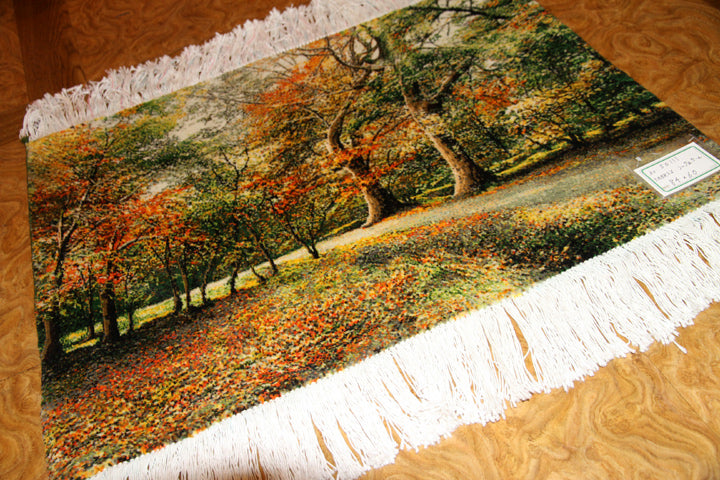 オータムの風景でペルシャ手織り絨毯50111、景色絨毯、風景絨毯、サイズ：84x60ｃｍ（フサ含まず)