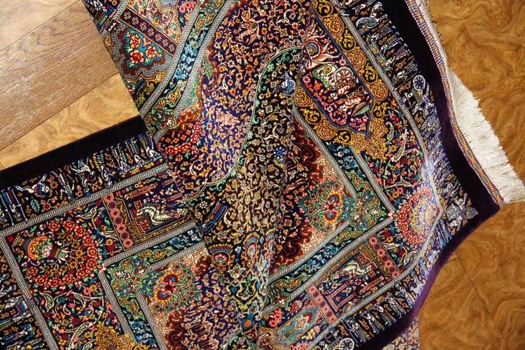 ジャムシディー有名工房センターラグ、手織りペルシャ絨毯60025,サイズ：160x101 CM (フサ含まず）