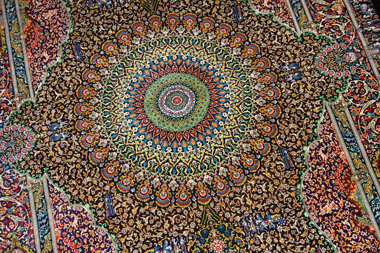 ジャムシディー有名工房センターラグ、手織りペルシャ絨毯60025,サイズ：160x101 CM (フサ含まず）