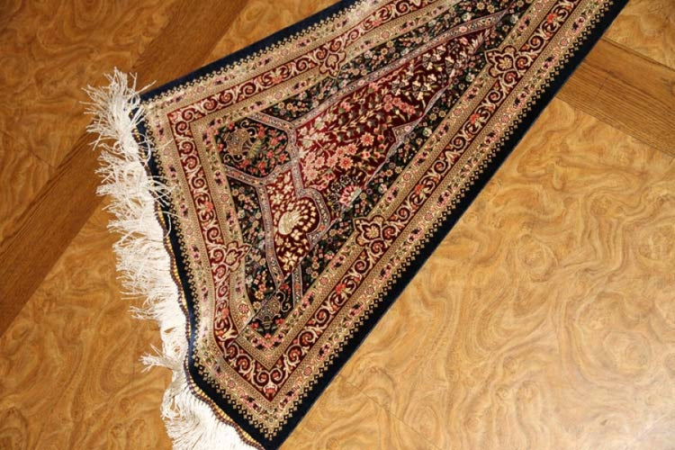 玄関マット、有名工房ペルシャ絨毯シルクトップクオアリティー56033、サイズ： 89x62 CM