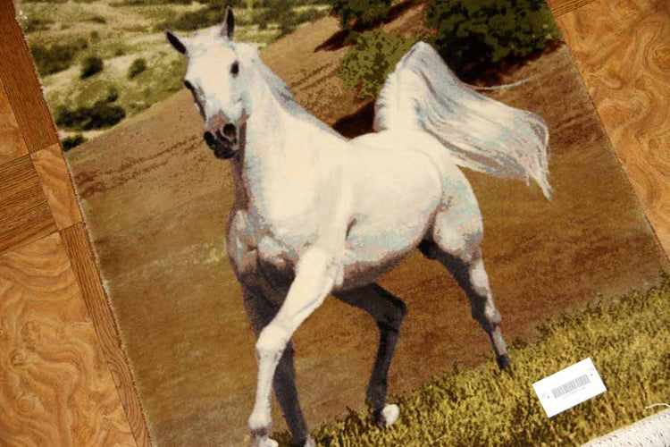 白馬絨毯、ペルシャ絨毯タブリーズピクチャー模様55357、サイズ：75x59 CM