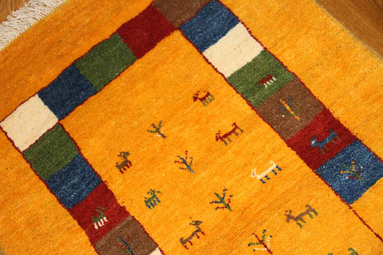 羊毛ウールの高級細かい織り方のギャッベ188113 , サイズ：126x86 CM