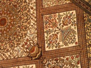 高級手織りペルシャ絨毯クムシルク48058