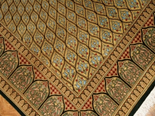 手織りペルシャ絨毯クムシルク、人気ゴンバディデザイン48081