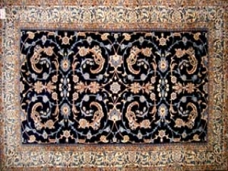 ペルシャ絨毯ソファー前サイズナイン産シックな紺色2940