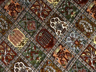 和風絨毯のペルシャ手織りシルクのクム産地シルク48071