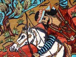 ペルシャ絨毯hunting designシルククム49006