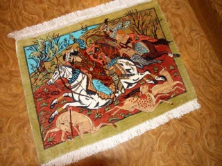 ペルシャ絨毯hunting designシルククム49006