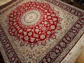 特別注文赤いナイン産メダリオンペルシャ絨毯38416