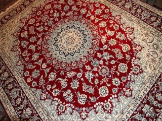 特別注文赤いナイン産メダリオンペルシャ絨毯38416