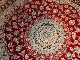 特別注文赤いナイン産メダリオンペルシャ絨毯38416