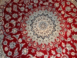 特別注文赤いナイン産メダリオンペルシャ絨毯38416