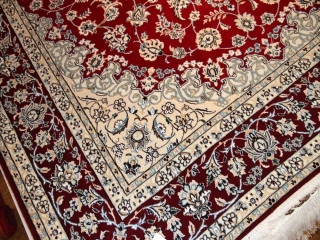 特別注文赤いナイン産メダリオンペルシャ絨毯38416