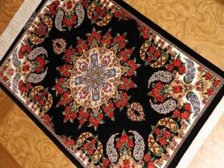 高級玄関マットのバラデザインシルクペルシャ56011