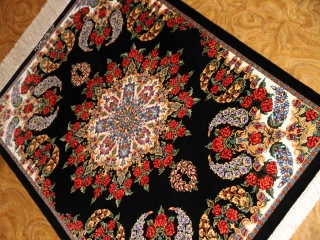 高級玄関マットのバラデザインシルクペルシャ56011