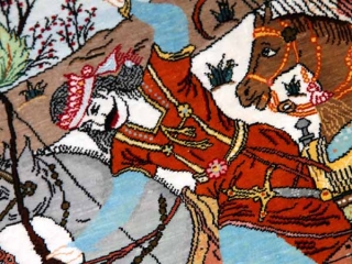 小さいハンティングデザインペルシャ絨毯49008