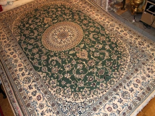 ペルシャリビングジュウタンナイングリーン17883