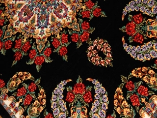 高級玄関マットのバラデザインシルクペルシャ56011