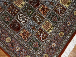 和風絨毯のペルシャ手織りシルクのクム産地シルク48071