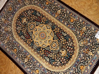 高級手織りペルシャ絨毯クムシルク48047