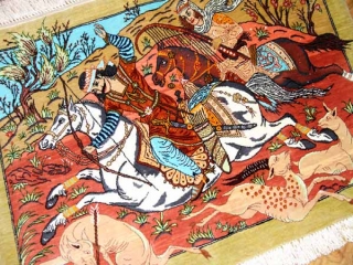 ペルシャ絨毯hunting designシルククム49006