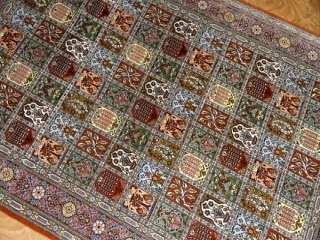 和風絨毯のペルシャ手織りシルクのクム産地シルク48071