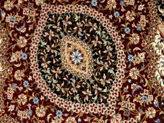 クムシルク玄関マット、ペルシャ絨毯49038