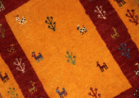 オレンジ色ギャッベイラン製NO:26217