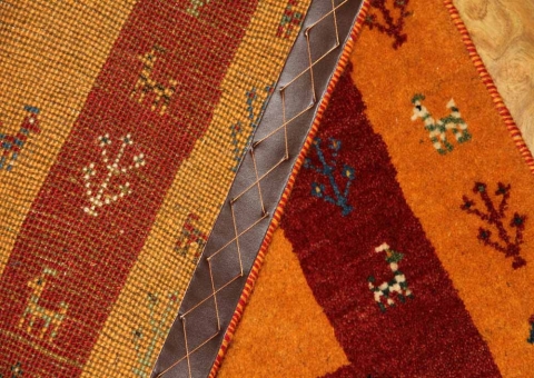 オレンジ色ギャッベイラン製NO:26217