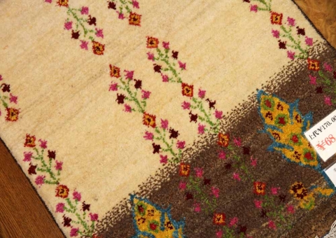 カラフルで楽しい模様の高品質コルデスタンギャッベイラン製58125