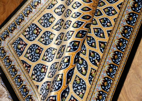 高級手織りペルシャ絨毯シルク、人気ゴンバディデザイン142015