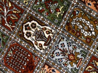 和風絨毯のペルシャ手織りシルクのクム産地シルク48071