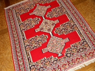 赤いキリムのセネ高級品質センターラグ146000