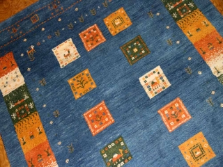 手織りペルシャギャッベのスカイブルーラグ1700001